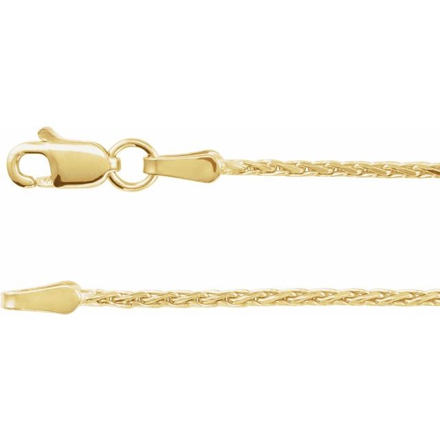 2mm diamond-cut wheat gold chain necklace in 14k yellow gold, 18 inch