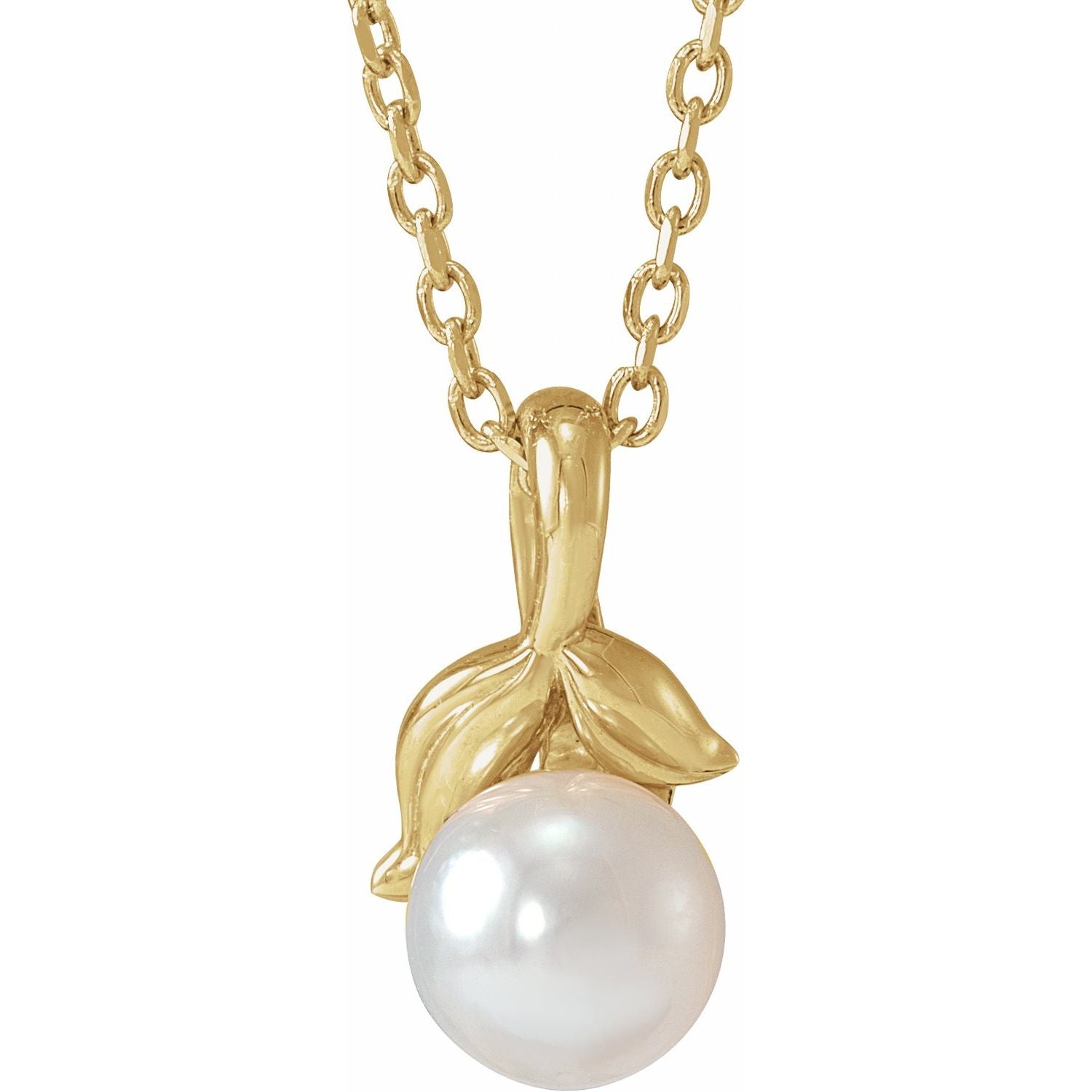Akoya Pearl Floral Necklace in 14K Yellow Gold