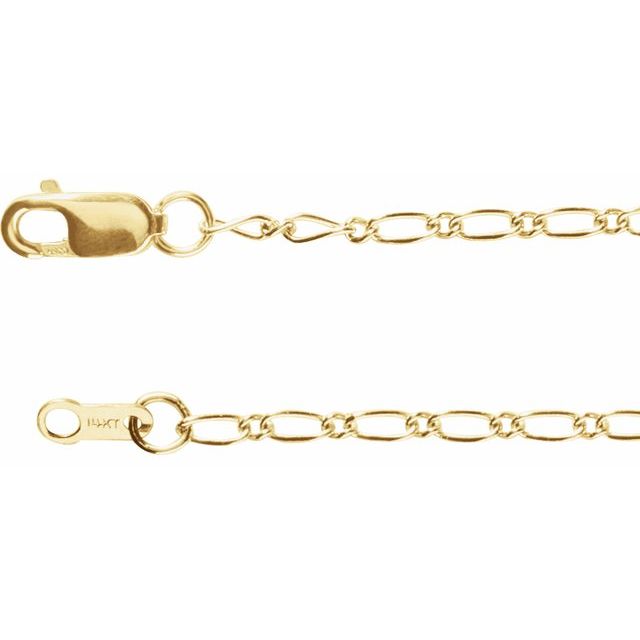 1.5mm figaro gold chain necklace in 14k yellow gold, 16 inch