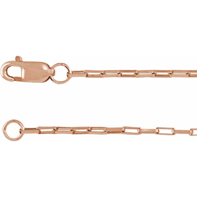 1.2mm elongated box chain necklace in 14k rose gold, 16 inch