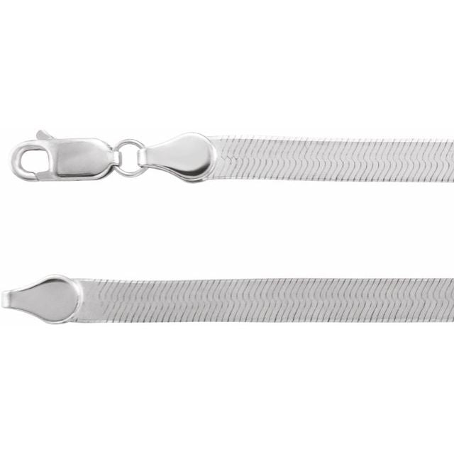 4.6mm statement herringbone chain necklace in 14k white gold, 16 inch