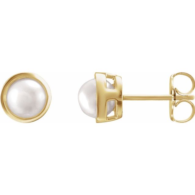 6mm aaa round akoya pearl stud earrings in 14k yellow gold