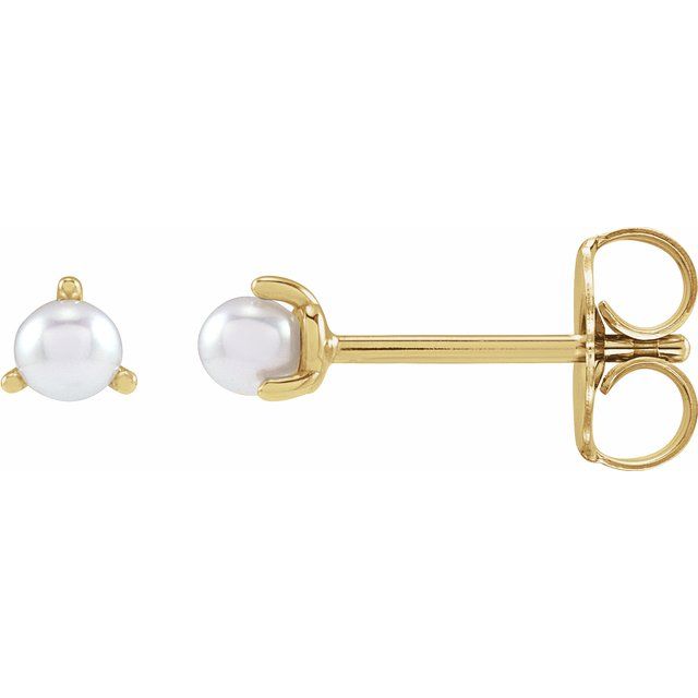 2mm seed pearl stud earrings in 14k yellow gold