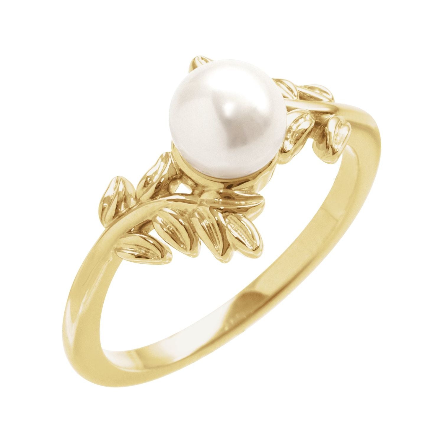 Rose Gold Akoya Pearl Ring in 14K Yellow Gold