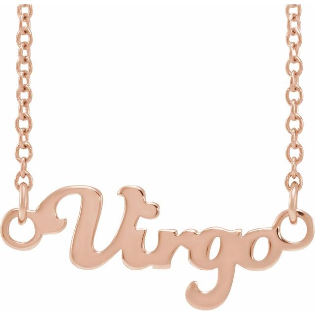 Virgo zodiac coin zodiac necklace in 14k rose gold