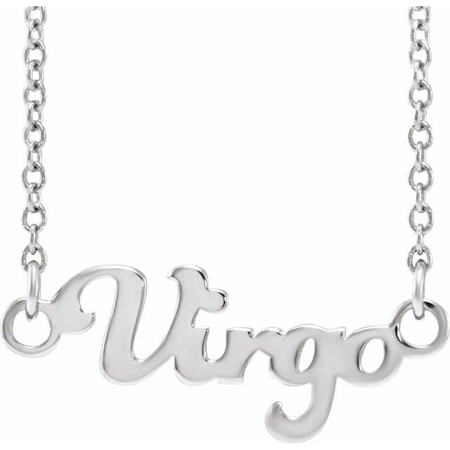 Virgo zodiac coin zodiac necklace in 14k white gold