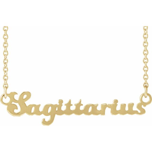 Sagittarius zodiac coin zodiac necklace in 14k yellow gold