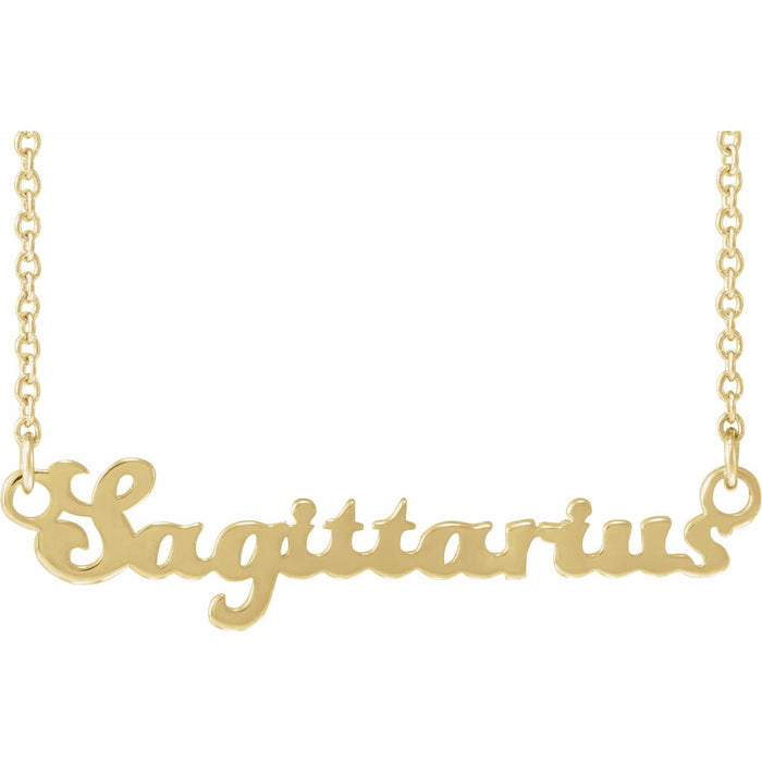 Sagittarius zodiac coin necklace in 14K yellow gold