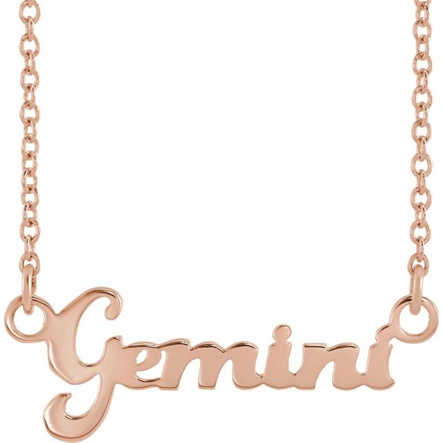 Gemini zodiac coin zodiac necklace in 14k rose gold
