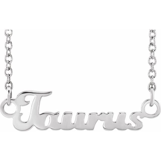 Taurus zodiac coin zodiac necklace in 14k white gold
