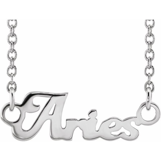 Aries zodiac coin zodiac necklace in 14k white gold