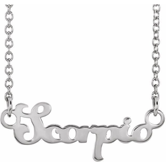 Scorpio zodiac coin zodiac necklace in 14k white gold