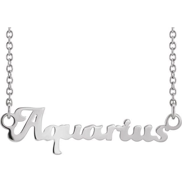 Aquarius zodiac coin zodiac necklace in 14k white gold