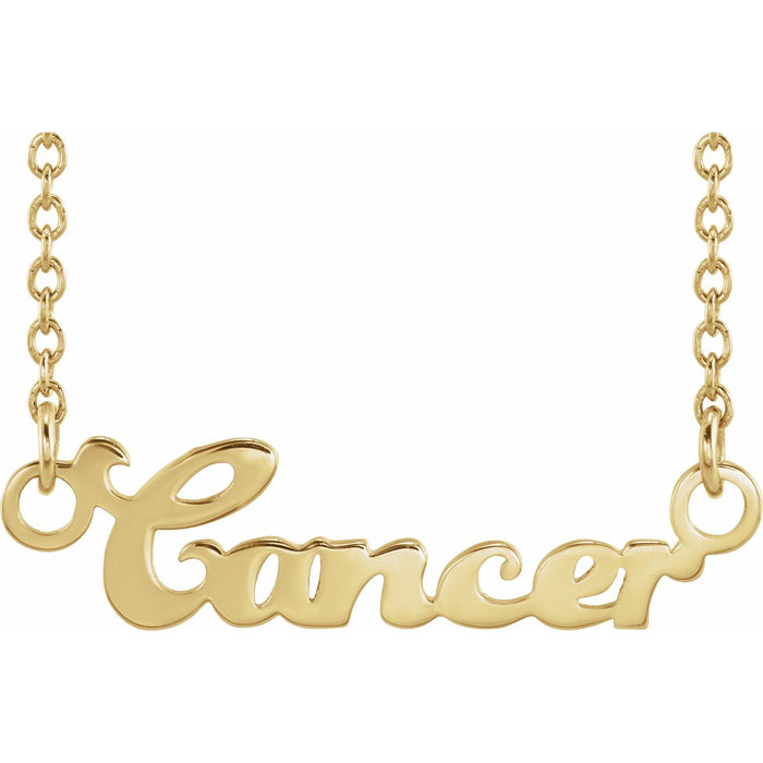 Cancer zodiac coin necklace in 14K yellow gold