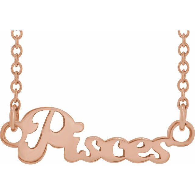 Pisces zodiac coin zodiac necklace in 14k rose gold
