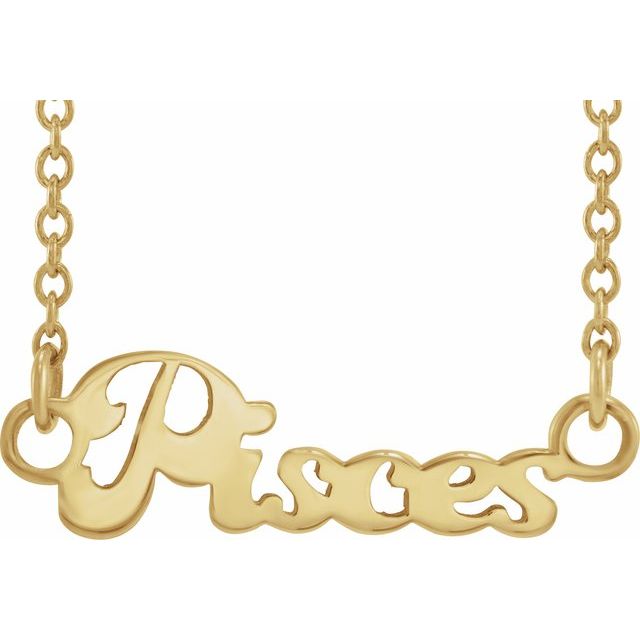Pisces zodiac coin zodiac necklace in 14k yellow gold