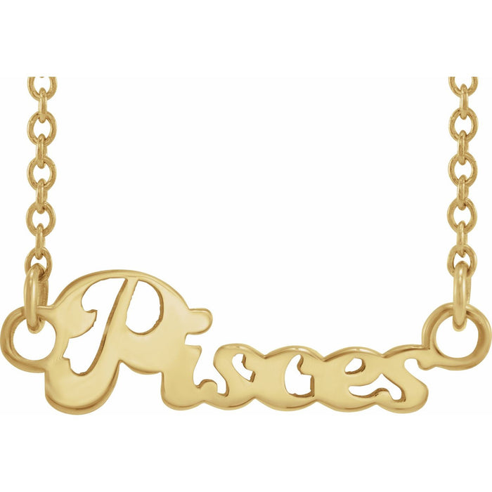 Pisces zodiac coin necklace in 14K yellow gold