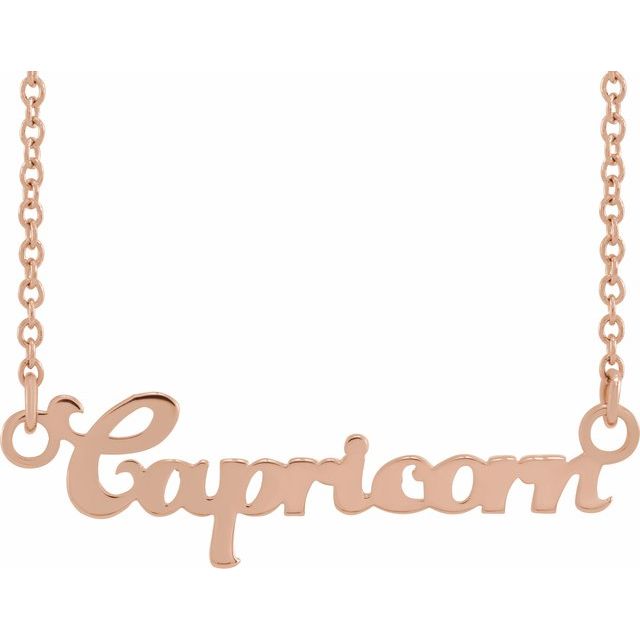 Capricorn zodiac coin zodiac necklace in 14k rose gold