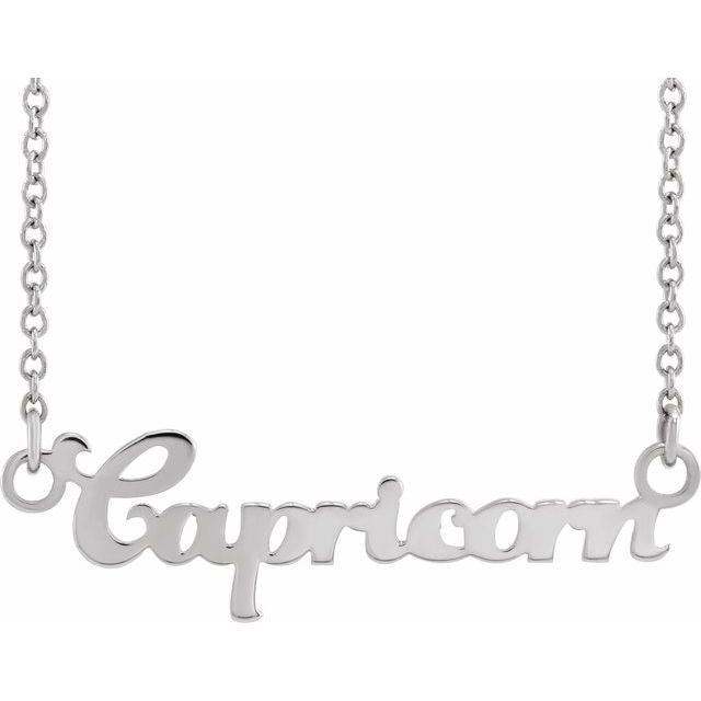 Capricorn zodiac coin zodiac necklace in 14k white gold