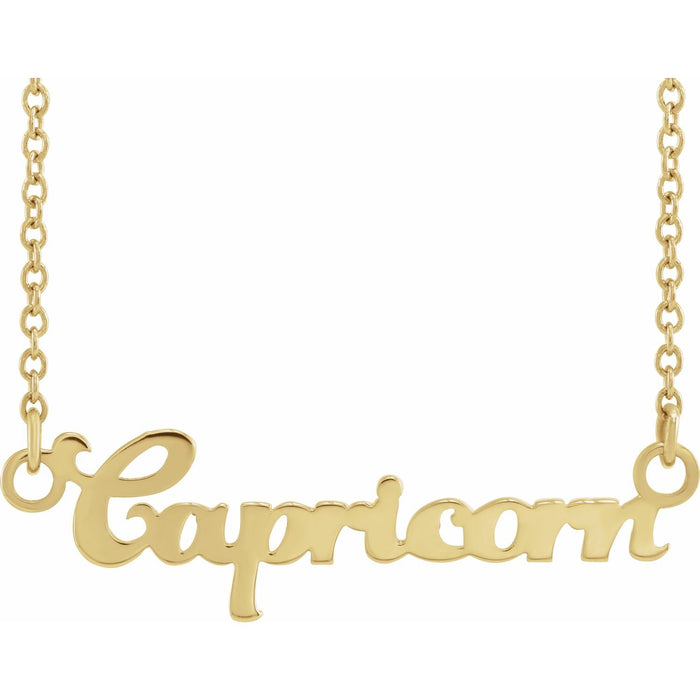 Capricorn zodiac coin necklace in 14K yellow gold