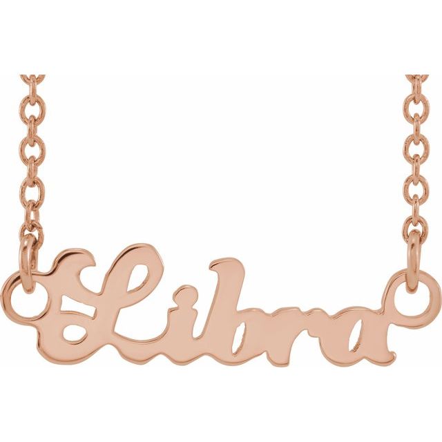 Libra zodiac coin zodiac necklace in 14k rose gold
