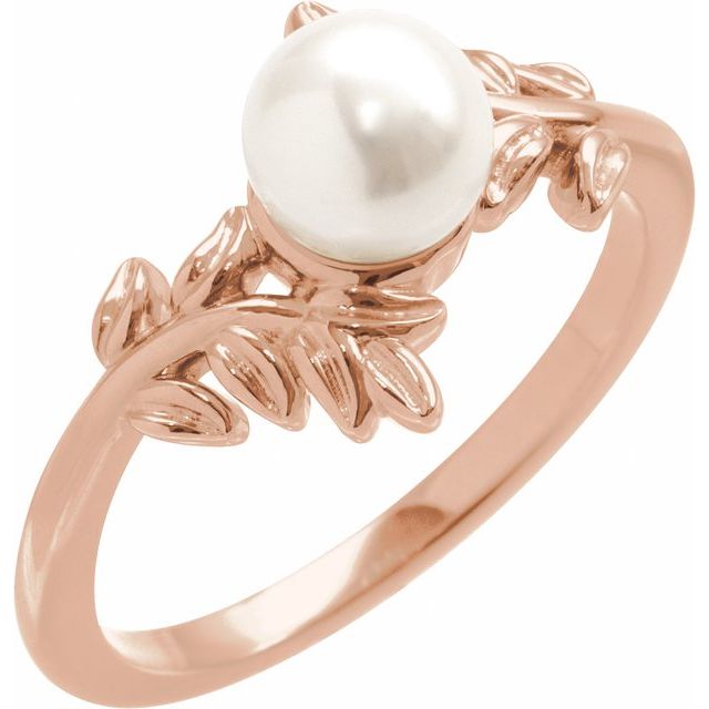 rose gold akoya pearl ring in 14k rose gold