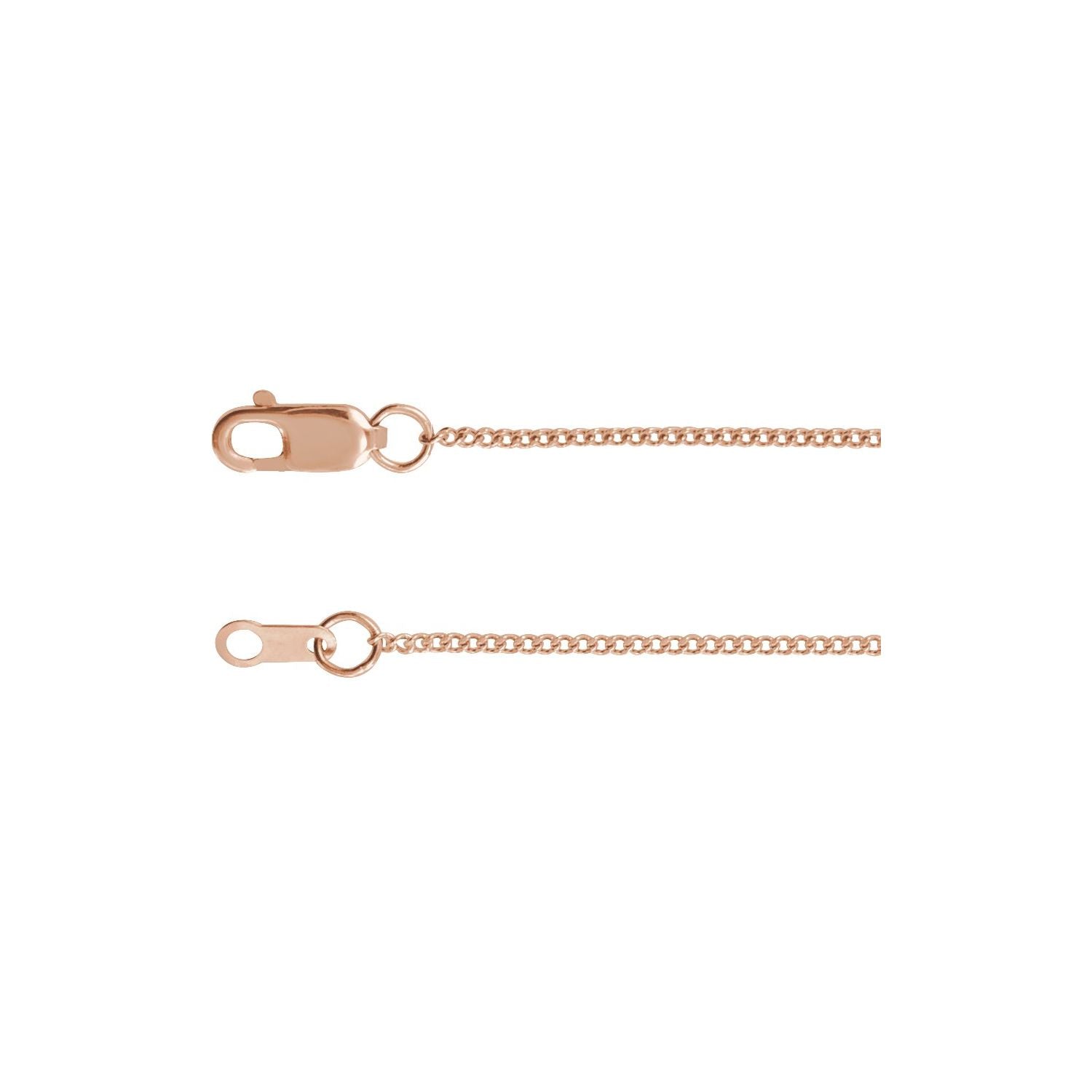 14K Rose Gold 1 mm diamond-cut curb chain necklace