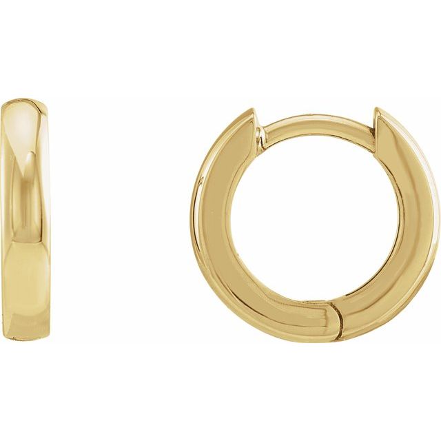 classic hinged gold hoop earrings in 14k yellow gold, 12 mm