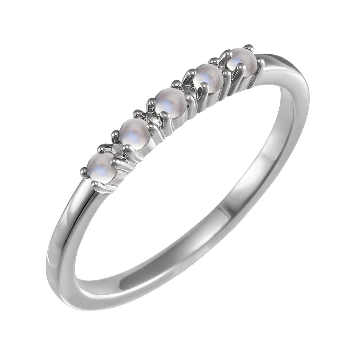 Rainbow Moonstone Cabochon Cluster Ring in 14K White Gold - natural rainbow moonstone