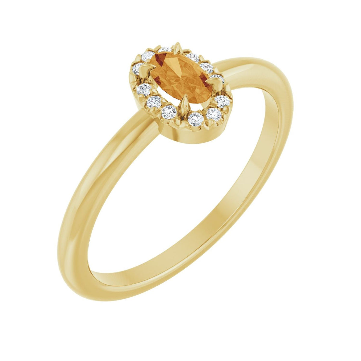 Citrine Diamond French-Set Halo Ring (.05 ctw) in 14K Yellow Gold