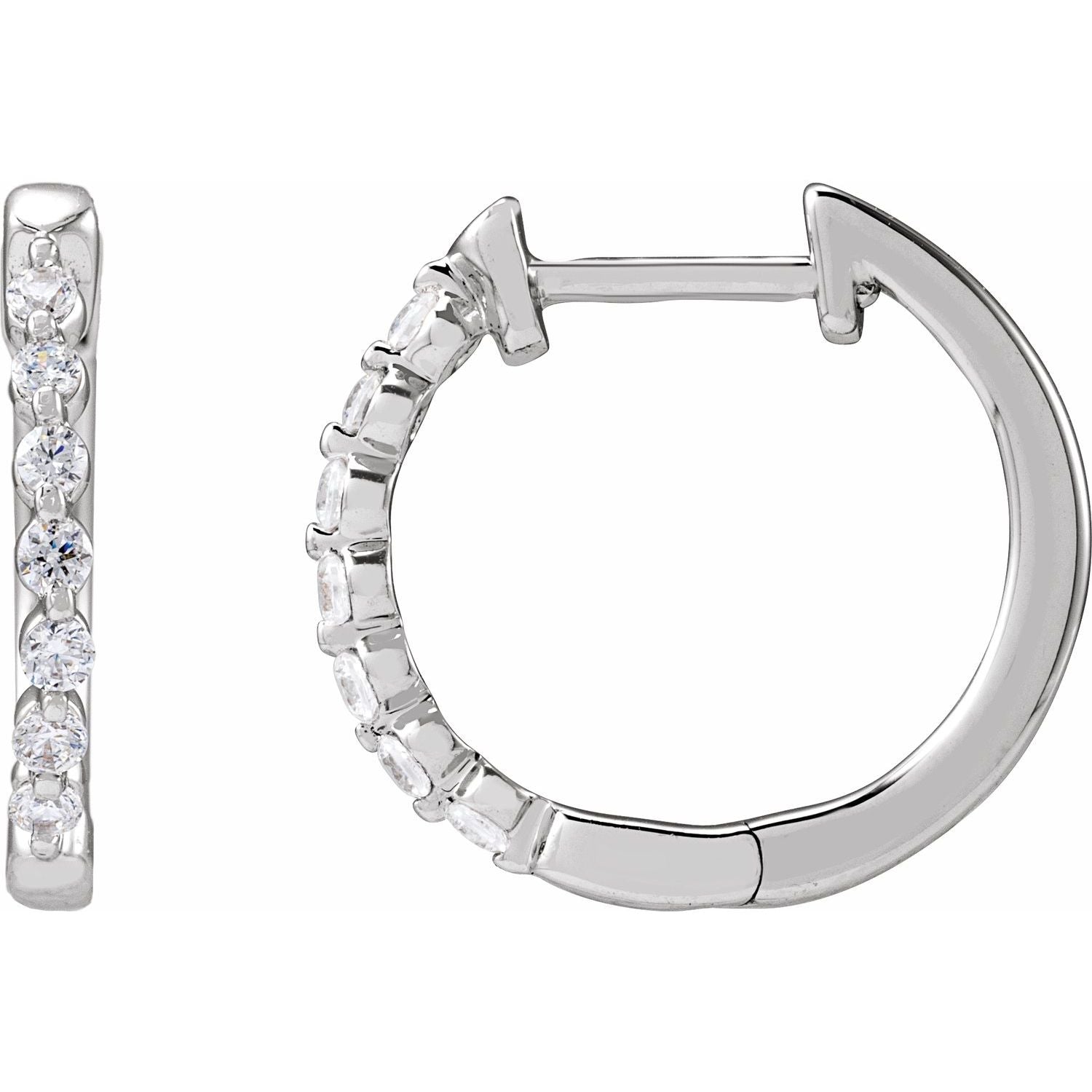 Classic Pavé Lab-Grown Diamond Hoop Earrings in 14K White Gold, 1/5 ct