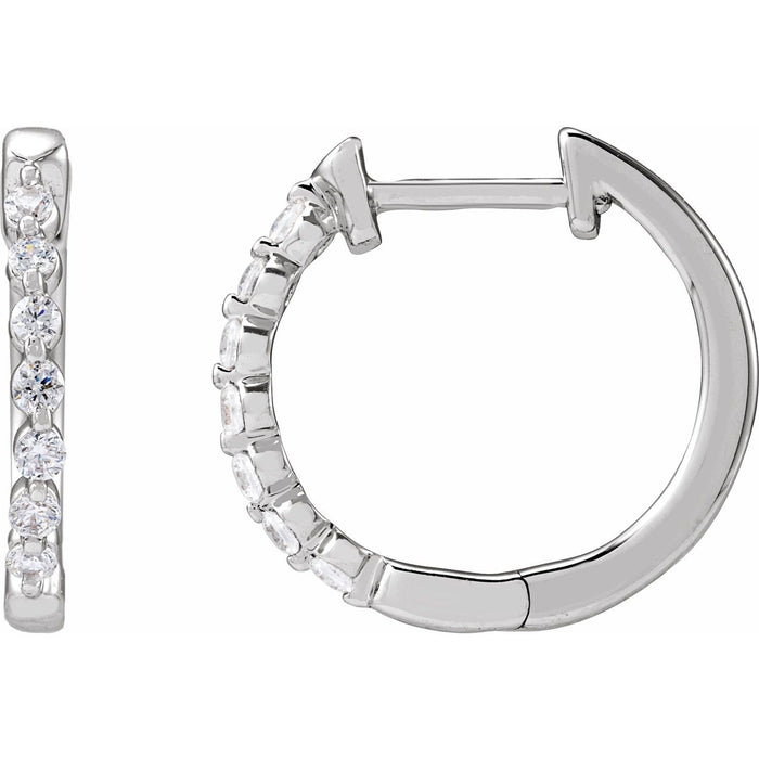 Classic Pavé Lab-Grown Diamond Hoop Earrings in 14K White Gold, 1/5 ct