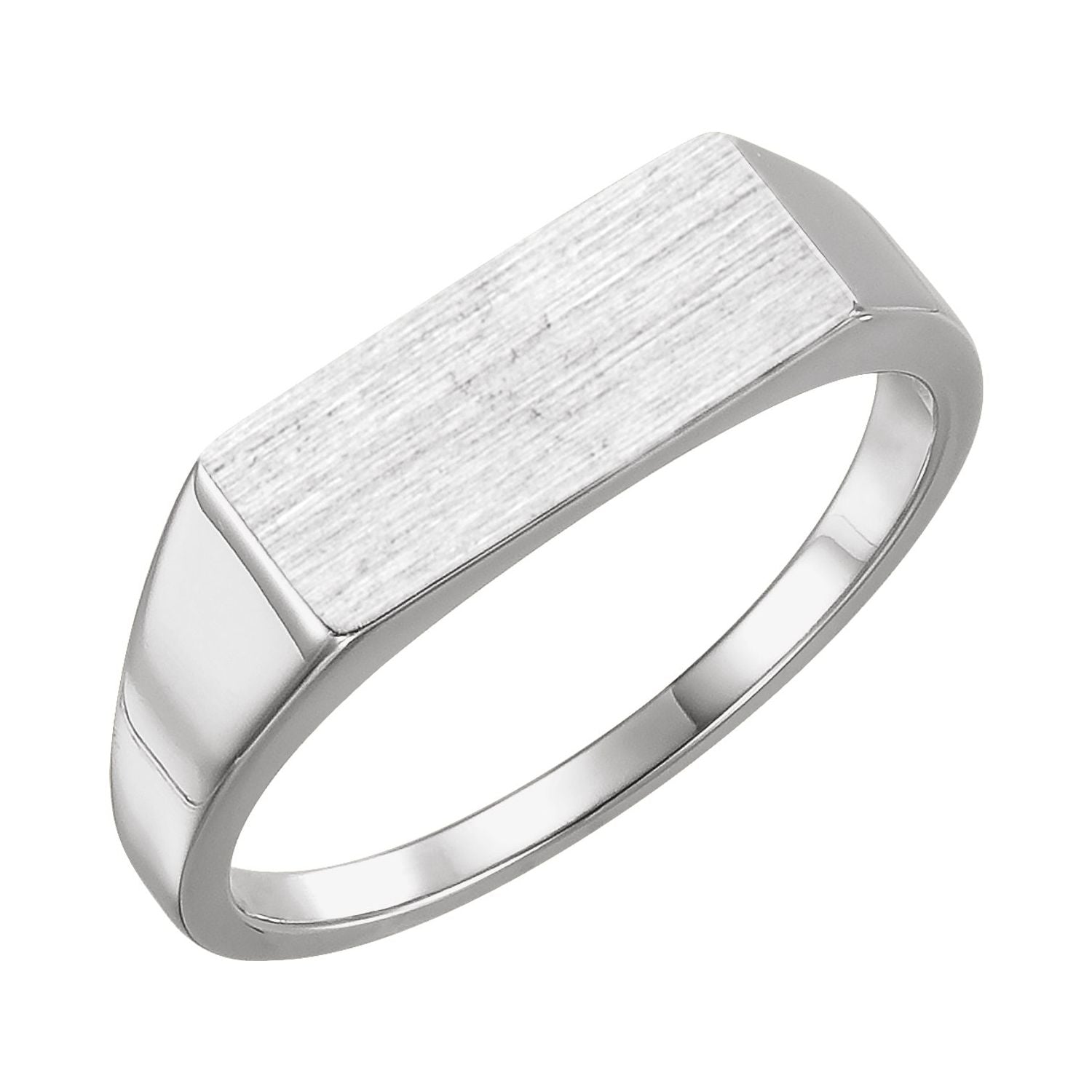 Men's Slim Rectangle Signet Ring, 15 x 7 mm shown in 14K White Gold