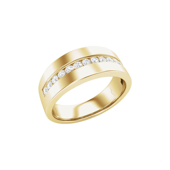 White Gold channel men's diamond wedding band, 0.50 ctw lab-grown round diamonds