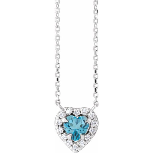 london blue topaz french-set diamond necklace in 14k white gold