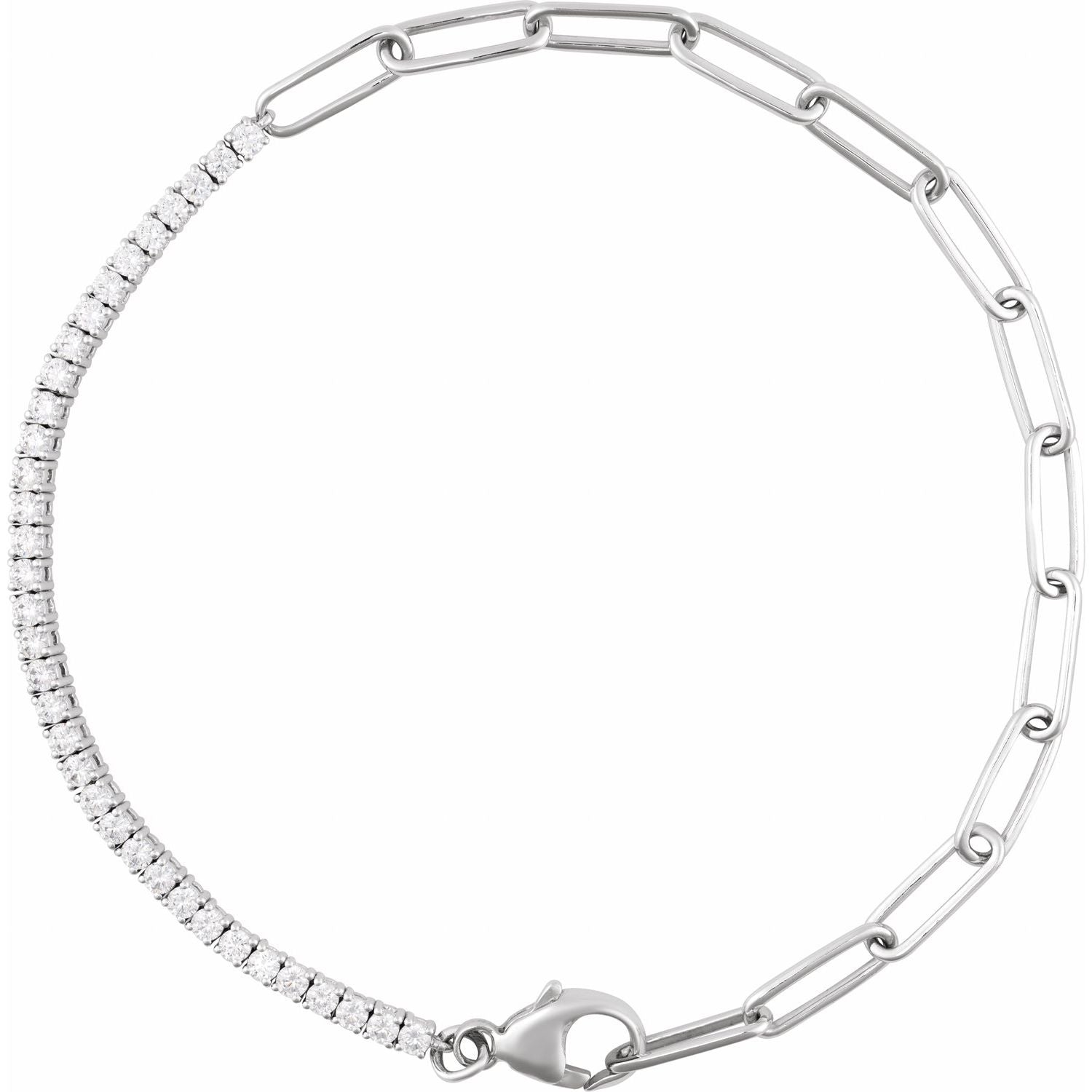 14K White Gold round natural diamond everyday diamond line bracelet, G-H SI-I1