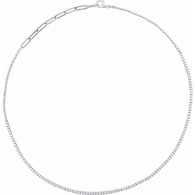 3 1/5 ct natural diamond adjustable tennis necklace in 14k white gold