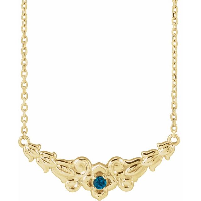 london blue topaz floral necklace in 14k yellow gold