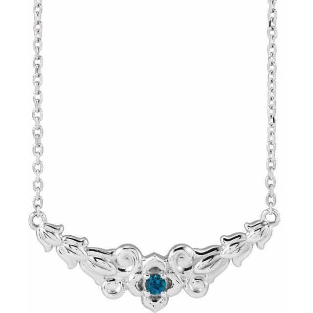 london blue topaz floral necklace in 14k white gold