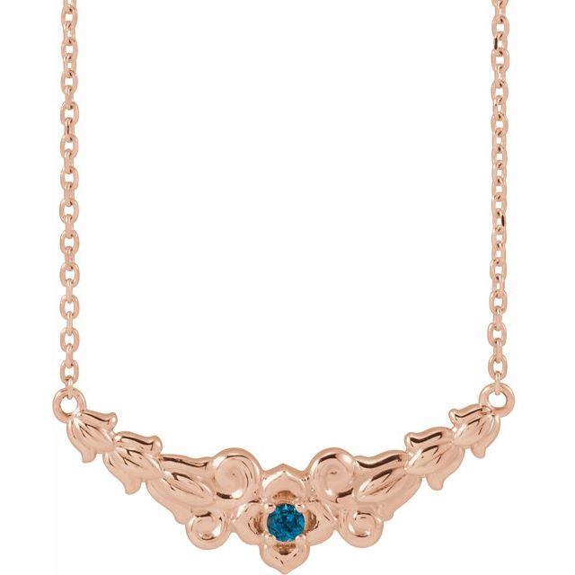 london blue topaz floral necklace in 14k rose gold