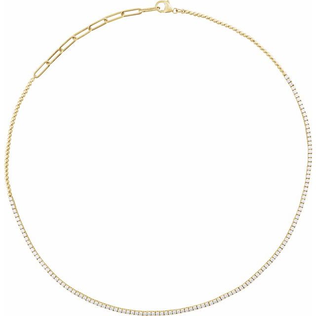 3 1/5 ct natural diamond adjustable tennis necklace in 14k yellow gold