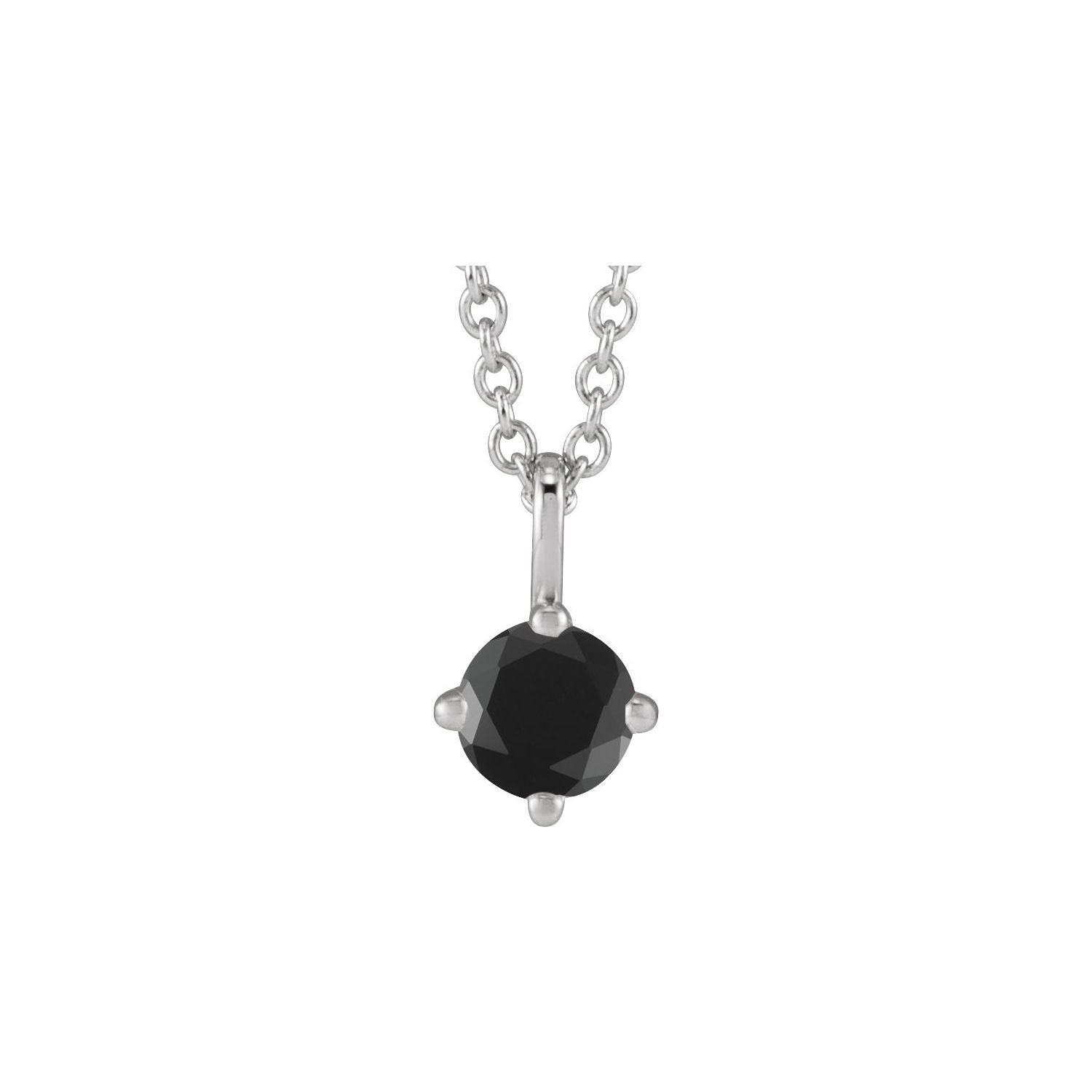 14K White Gold Onyx Pendant Necklace