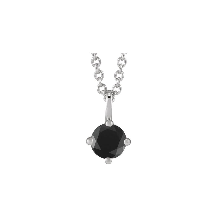 14K White Gold Onyx Pendant Necklace