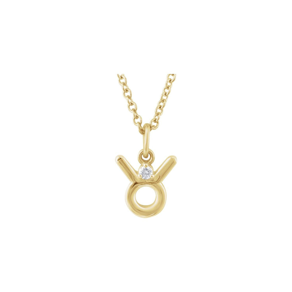Taurus Zodiac Natural Diamond Symbol Pendant in Solid 14K Gold