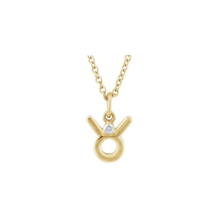 Taurus Zodiac Natural Diamond Symbol Pendant in Solid 14K Gold