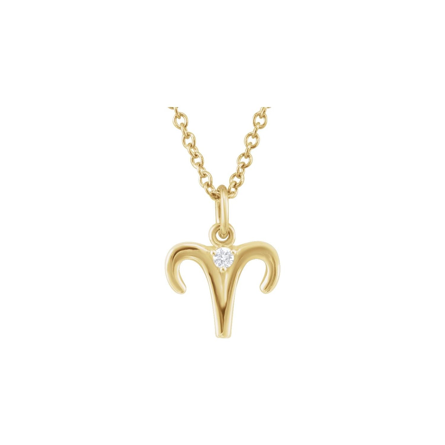 14K Yellow Gold Aries zodiac medallion necklace