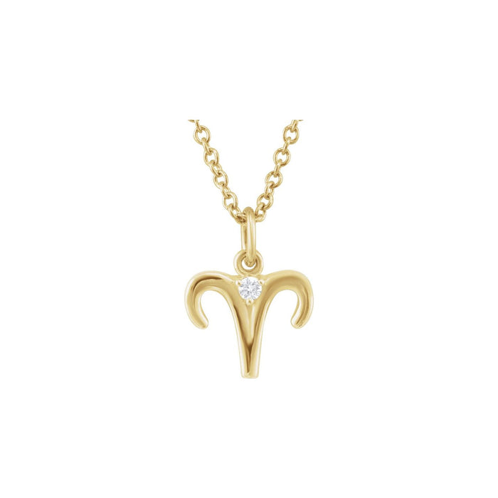 Aries zodiac medallion necklace in 14K yellow gold