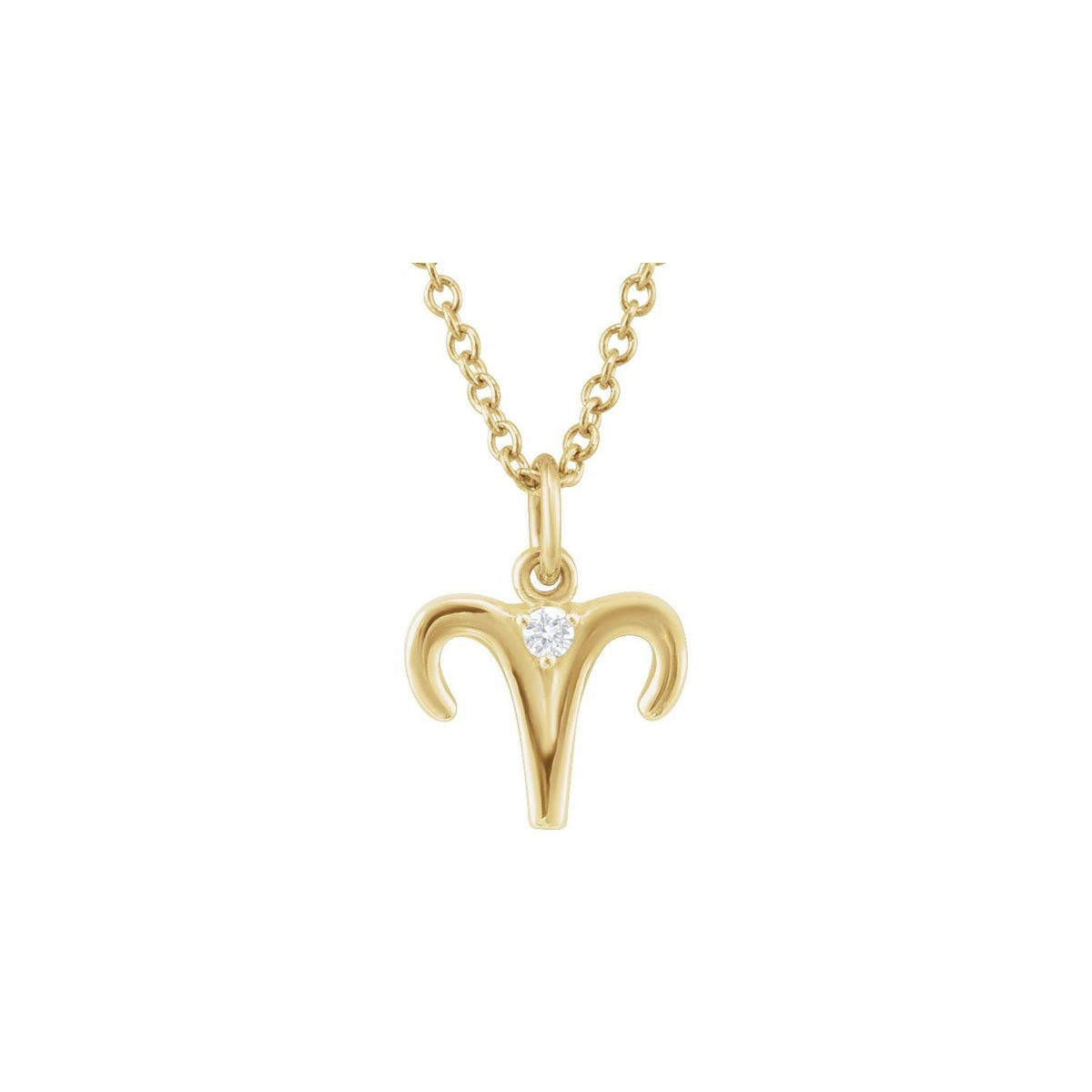 Aries Zodiac Natural Diamond Symbol Pendant in Solid 14K Gold