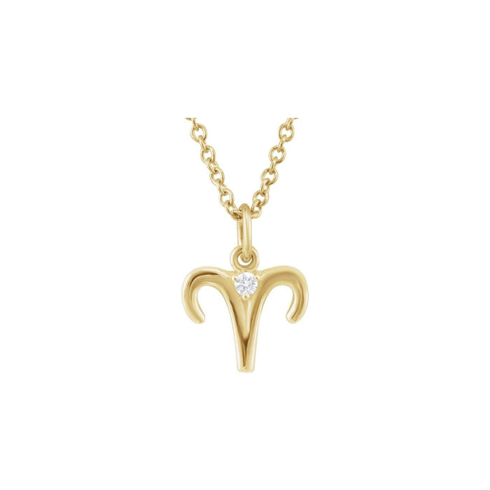 Aries Zodiac Natural Diamond Symbol Pendant in Solid 14K Gold