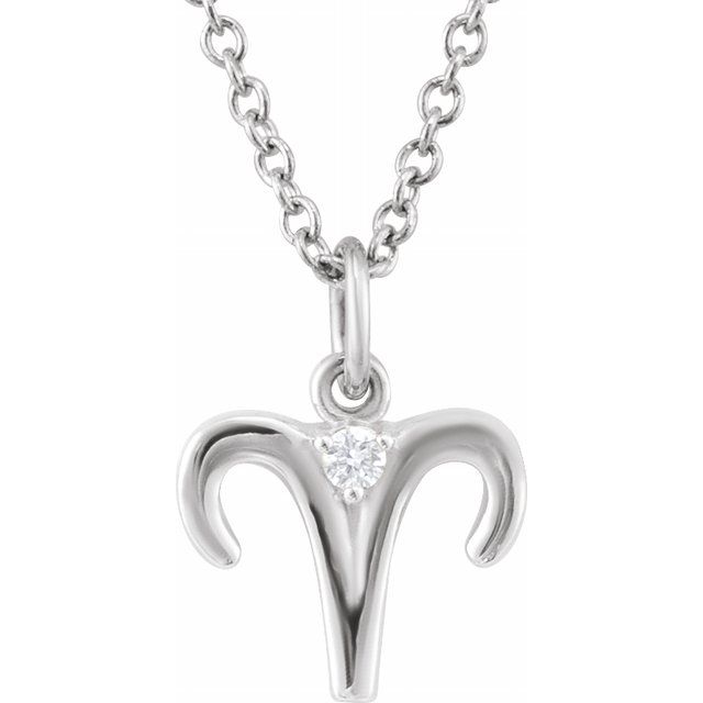Aries zodiac medallion zodiac necklace in 14k white gold